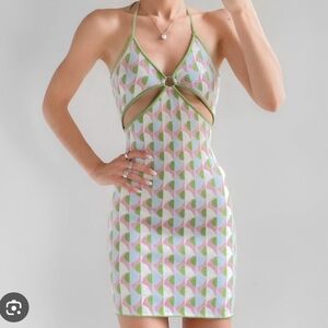 Urban Outfitters Multicolor Patterned Cutout Dress Size Large